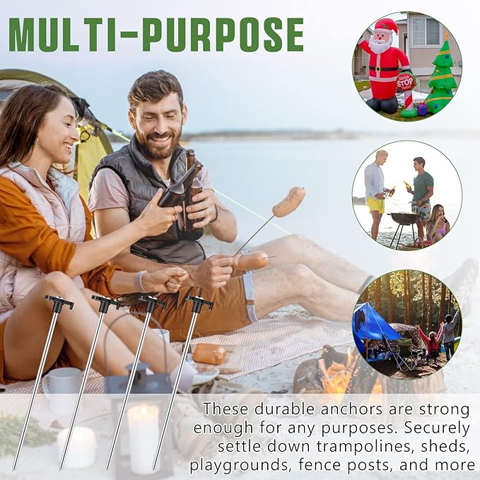 Shimeyao 10" Tent Stakes Camping Heavy Duty Stakes Bulk Metal Ground Pegs Camping Spikes Galvanized for Outdoor Pitching Canopy