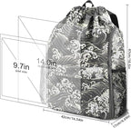 Drawstring Backpack with Mesh Pockets String Gym Bag Sackpack Sandproof Water Resistant Beach Backpack for Men Women