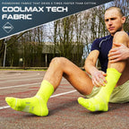 Compression Running Socks 3 Pairs, Cushion Crew Socks, Anti-Blister Moisture Wicking Athletic Hiking Basketball Socks