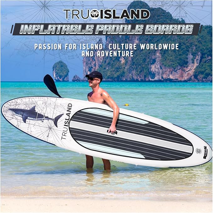 TRUISLAND Inflatable Paddle Board, Stand Up Paddle Board with Backpack, Non-Slip Thickened Deckpad, Waterproof Phone Case, Leash, Paddle, Hand Pump