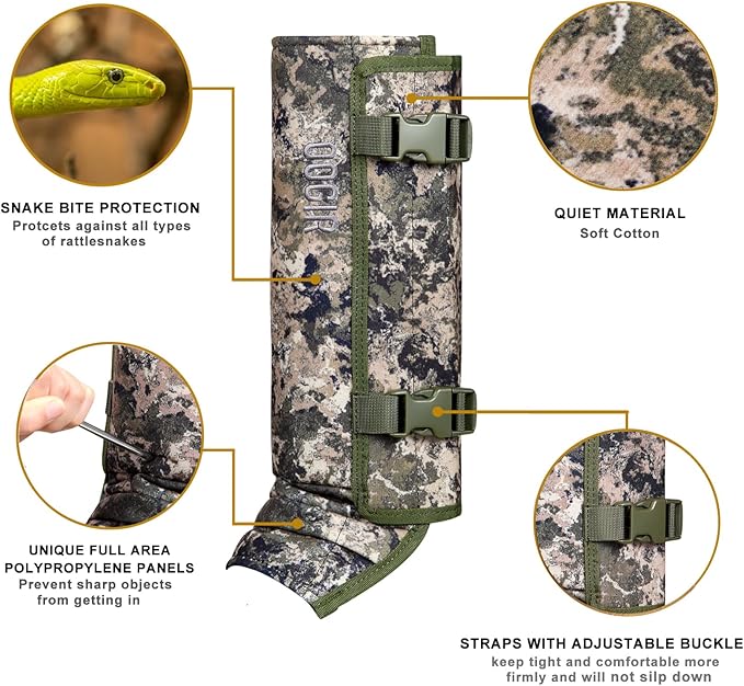 QOGIR Snake Gaiters for Hunting: Durable Snake Guards, Snake Gaiter Leggings for Men & Women, Snake Bite Protection for Lower Legs, Snake Proof Gaiters with Adjustable Size