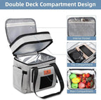 HSHRISH Lunch Box for Men, Women Double Deck Heavy Duty Large Insulated Tactical Lunch Bag Durable Cooler Bag With Shoulder Strap for Adults Work Picnic Road Trip (Grey,15L )