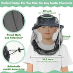 South to East Premium Kids Mosquito Head Net for Insect, 2 Pack, Fly & Bug Protection | Ultra Large & Long, Extra Fine Holes for Camping, Hiking, Fishing, Safari, Fits All Hats for 5-12 yrs Children