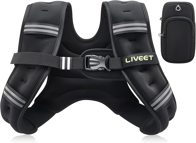 Weighted Vest Women with Pocket, 5 10 15 20 25 30 lbs Weighted Vest for Men, Weight Vest with Reflective Strips Adjustable Buckle Straps for Walking Running Strength Training Cardio Workout