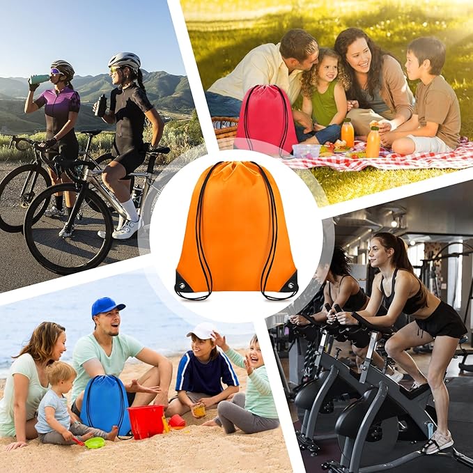 Grneric Drawstring Backpack Bulk 70Pcs String Backpack Drawstring Bags Cinch Bag Sackpack for Men Women Gym(Orange)