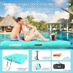AWSUM Inflatable Floating Dock Air Dock Platform Floating Island Raft with None-Slip Surface for Pool Beach Ocean