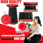2025 2PCS Upgraded Collapsible Stool Thickened Set, Portable Stool Folding Stools, Foldable Chair for Camping Fishing Hiking BBQ and Outdoor Activities - Max 500lbs (Red)