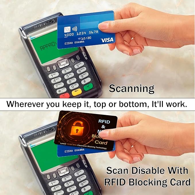 SaiTech IT 5 Pack RFID Blocking Card, Protector for Entire Wallet, Purse, and Debit Credit Cards from NFC Contactless Theft for Men & Women - Orange Black