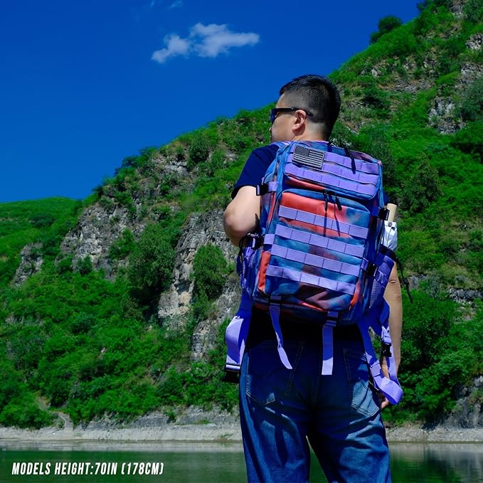 Military Tactical Backpack 45L Large Tactical Backpack for Men, Hiking Rucksack With Bottle Holder