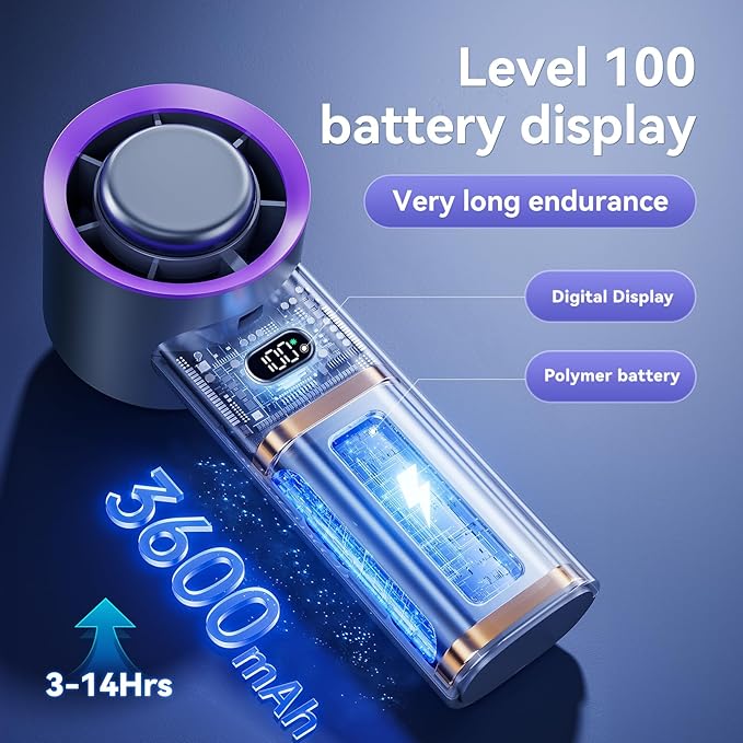 Portable Fan For Travel Mini: Small Pocket Handheld Fan Personal Rechargeable Turbo Battery Operated USB High Speed Keeping Cool In Hot Weather Summer Beach For Women - Gray