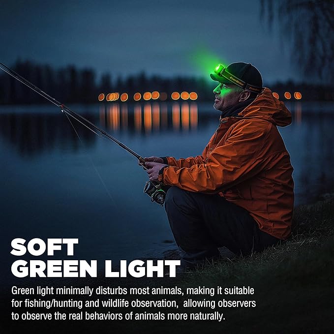 EverBrite Rechargeable Headlamp, 700 Lumens Head lamp for Adults, 6 Modes with White/Red/Green Light, 60° Adjustable LED Headlight for Hunting, Running, and Hiking