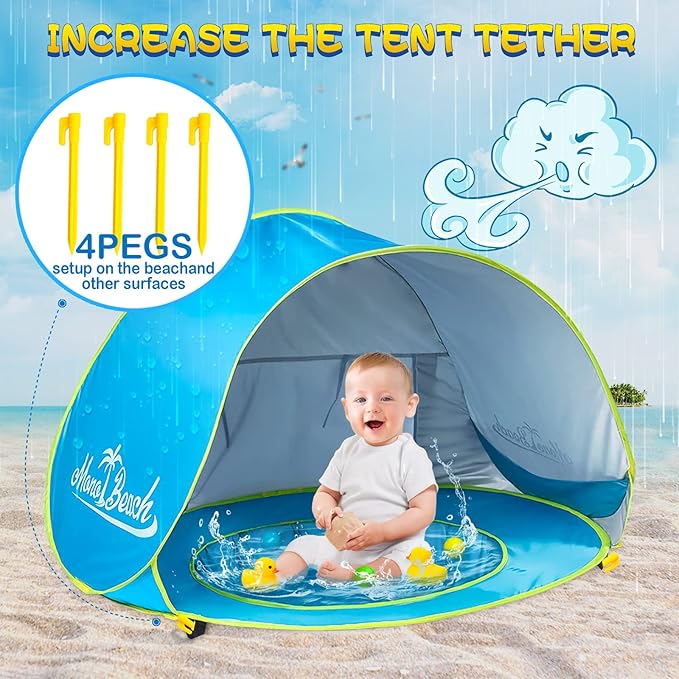 Monobeach Baby Beach Tent Pop Up Portable Shade Pool UV Protection Sun Shelter for Infant