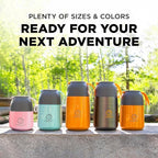 ENERGIFY Vacuum Insulated Food Jar. Large 24oz Bowl incl. Folding Spoon, Cup. Wide Mouth Keep Hot & Cold Drinks Soup Lunch Container for Adults. BPA-Free Stainless Steel, Leak Proof, Cream