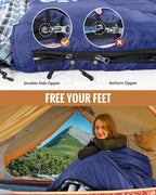 Sportneer Sleeping Bags for Adults, 0 Degree Sleeping Bag XL Flannel Winter Cold Weather Sleeping Bag with Detachable Hood Compression Sack for Camping, Backpacking, Hiking