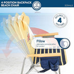 Life is Good 2-Pack 4-Position Aluminum Backpack Beach Chairs, Portable Folding Camp Chairs with Carrying Straps for Camping, Beach, Tailgating, Multi Color