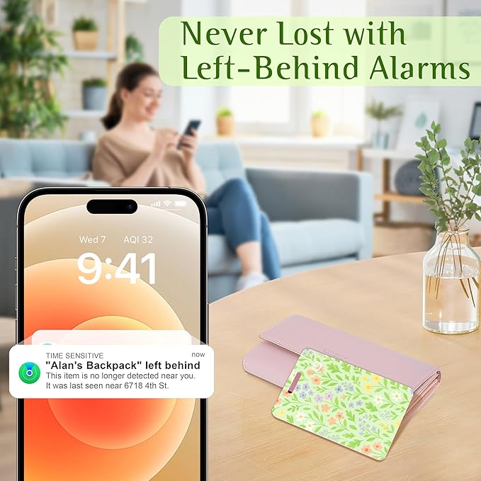 Wallet Tracker Card (iOS Only), Rechargeable Bluetooth Smart Tracking for Apple Find My Compatible Anti Tracker for Men Women Slim Item Locator for Purse Passport Key Luggage Tag (1Pcs/Green FLR)