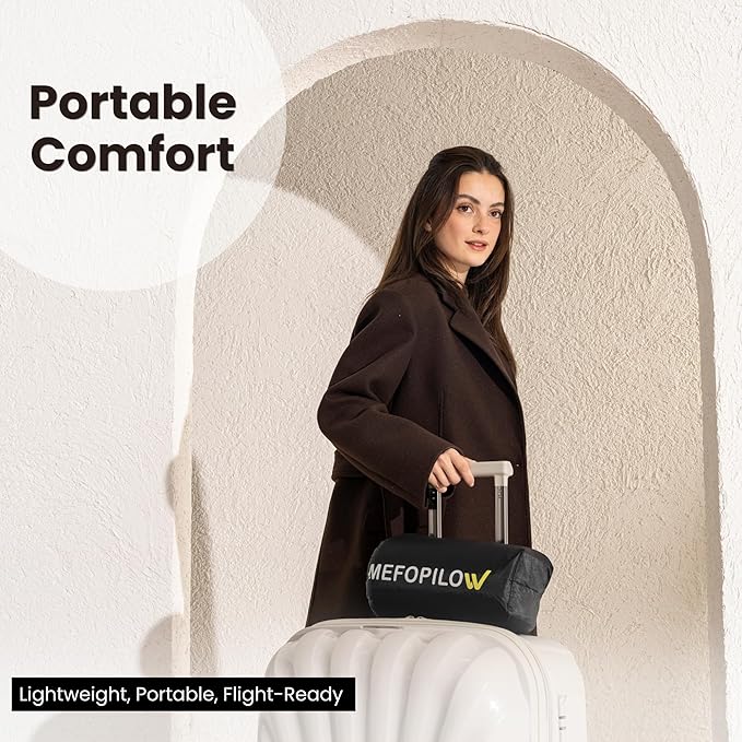 Memory Foam Travel Pillow with Washable Cover & Carry Bag – Compact, Soft & Breathable Neck Pillow for Airplane, Camping & Car (Gray- with Extra Gray Cotton Cover, 13.8x11.8x3.9/3.1 inches)