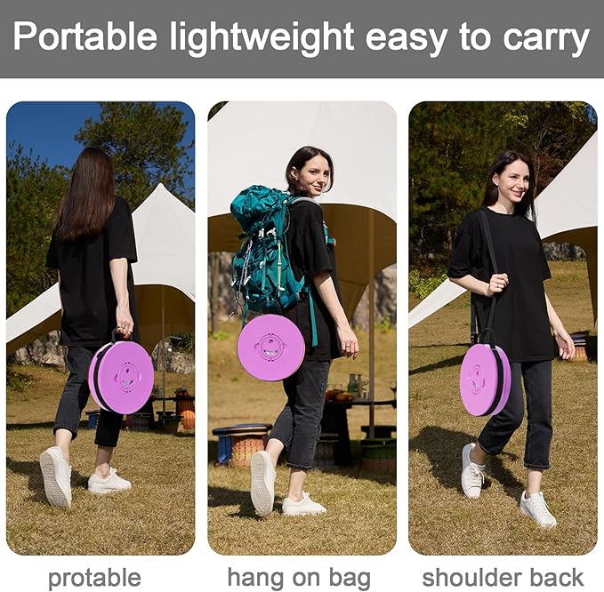 Upgraded XXL Collapsible Stool with Cushion,19.7"H-11.8"D Telescoping Folding Stool for Adults,More Sturdy Portable Camping Stools with Load Capacity 1000lbs for Outdoor,Garden,Fishing,Hiking