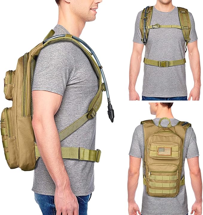 NOOLA Hydration Backpack with 3L TPU Water Bladder, Tactical Molle Water Backpack for Men Women, Hydration Pack for Hiking, Biking, Running and Climbing