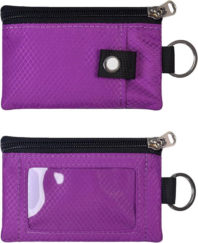 Minimalist RFID Blocking Small Wallet with ID Window,WaterResistant Zip Id Case Wallet with Lanyard Keychain for Cards,Cash,Travel,Women,Men