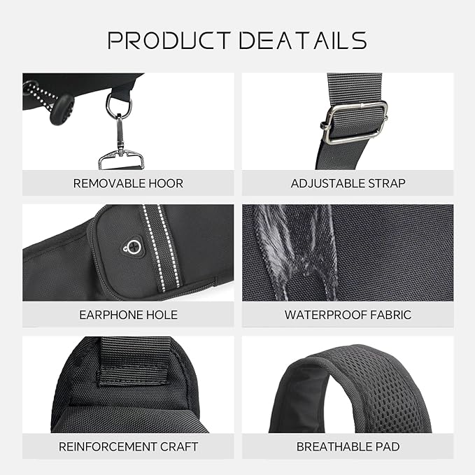 Crossbody Sling Bag Casual Shoulder Hiking Backpack with Convertible Shoulder Strap for Travel Hiking Shopping Leisure Sport