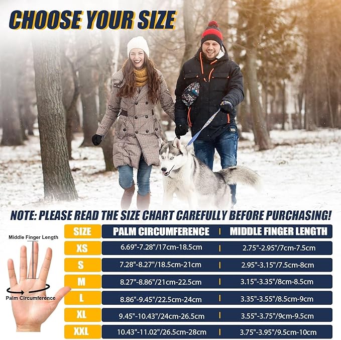 Pixel Panda Winter Gloves for Men Women Warm Touchscreen Gloves for Cold Weather Thin Water-Resistant Windproof Non-Slip Gloves for Cycling, Driving, Running, Hiking