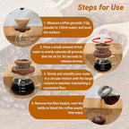 Coffee Pour Over 20.3oz 600ml High Borosilicate Glass Pour Over Coffee Maker Set Camping Travel with 100 Pcs V60 Cone Filter Paper Hand Brew Carafe Drip Suitable for Electric Ceramic Stove