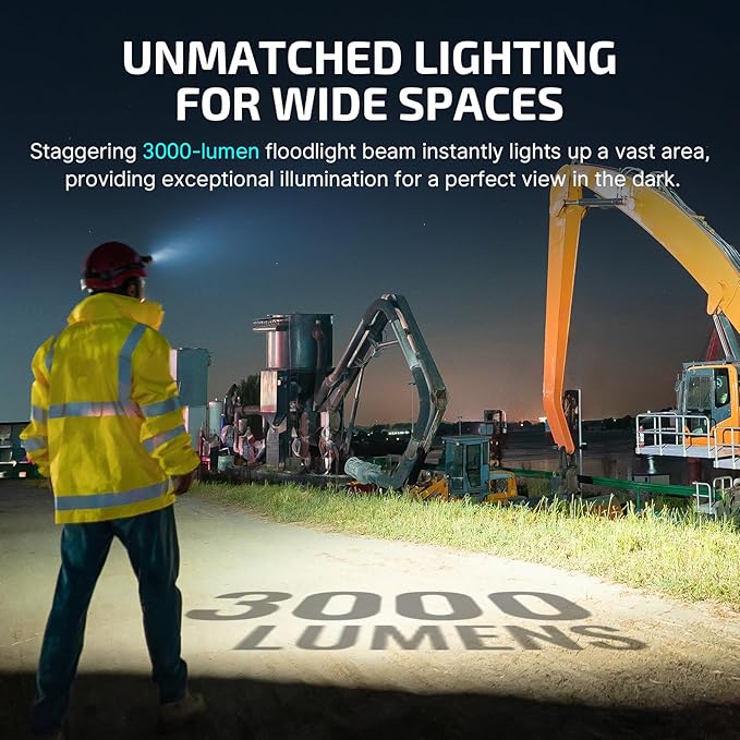 OLIGHT Perun 3 Rechargeable Headlamp Flashlight, 3000 Lumens LED Headlight with Red Light, Waterproof Head Lamp with Headband for Outdoor Camping, Hiking, Working(Black)