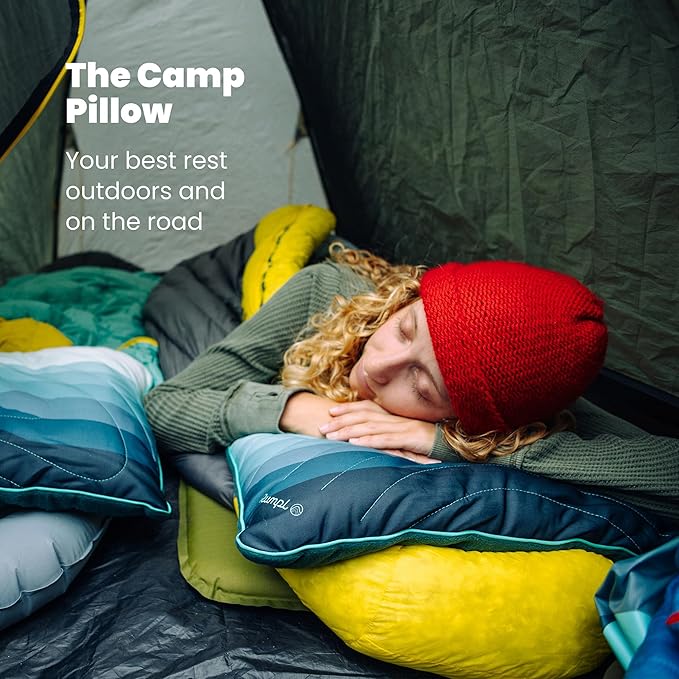 Rumpl The Adjustable Camp Pillow - Full Size Packable Outdoor and Travel Pillow, Two-Sided Temperature Control, 22" x 15", Cascade Fade