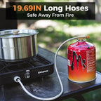 KingCamp 2 Burner Camping Stove，Portable Folding Stove with 20000 BTU，Backpacking Camp Stove for Outdoor Cooking，2 Adjustable Burners & Piezo Ignition for BBQ Hiking Backpacking Camping