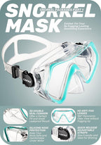 CAPAS Snorkel Mask Fins Set, Travel Size Snorkeling Gear for Adults with Adjustable Fins, Diving Mask and Dry Top Snorkel, Come with a Carrying Bag