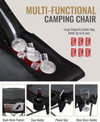 KingCamp Oversized XL Camping Chair, Heavy Duty 500lbs Folding Couch for Adults, Padded Large Comfortable Sofa Seat with Cooler Bag Cup Holder for Outdoor Sports Fishing Patio Lawn, Black/Grey