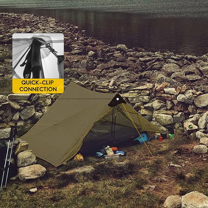 LANSHAN Ultralight Tent 3-Season Backpacking Tent for 1-Person or 2-Person Camping, Trekking, Kayaking, Climbing, Hiking
