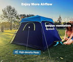 3/4 Person/6 Person Camping Tent Fast Cabin Tent with Instant Setup Tent, Weatherproof Tent Easy Quick Set Up & Pop Up in 60 Seconds with Rainfly Backpack for Family Camping,Upgraded Ventilation