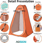 AOSION Privacy Shower Tent,Pop Up Changing Tent,Camp Bathroom Changing Dressing Room,Sun Sunshade Canopy Outdoor Rain Shelter for Camping Hiking Beach Picnic Fishing. (Orange)