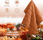 puredown® Upgraded Feather Down Throw Blanket – 12oz Enhanced Filling for Better Warmth & Comfort, Lightweight & Packable, 50" x 70", Burnt Orange