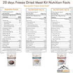 MOUNTAIN ESSENTIALS 120 Servings Freeze Dried Premium Variety Fully Cooked Meat Kit | High Protein Intake Contains 2988 Protein Ready to Eat Emergency Survival Easy Prep Food For Camping & Backpacking