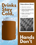 PartyPrints 200 Pack Brown Blank Can Cooler Sleeves, Customizable Bulk Insulated Foam for Beer, Collapsible Plain Drink Holder, Cold Soda Insulator, 12oz Regular, 16oz Tall Cans