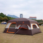 KTT Large Family Cabin Tent 10-12 Person,14.1X10X6.58ft,2 Rooms,3 Storage Pockets,2 Bay-Windows 3 Doors and 3 Windows with Mesh,Straight Wall,Waterproof,Double Layer,Big Tent for Outdoor,Camping