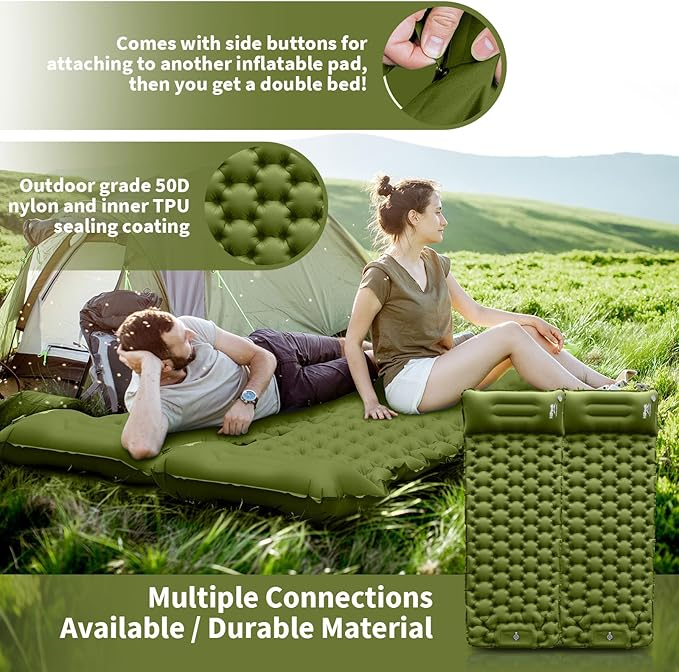 HiiPeak Sleeping Pad for Camping- Ultralight Inflatable Sleeping Mat with Built-in Foot Pump & Pillow, Upgraded Compact Camping Air Mattress for Tent, Backpacking, Hiking