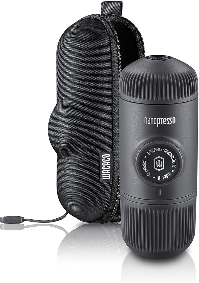 Wacaco Nanopresso Portable Espresso Maker bundled with Nanopresso Protective Case, Upgrade Version of Minipresso, 18 Bar Pressure, Extra Small Travel Coffee Maker, Manually Operated