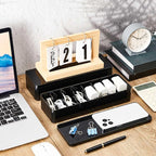 Tatuo 1 Pcs Cable Organizer Box with Wire Ties, Plastic Cord Storage Box with Lid, Electronics Organizer for Home Office Desk Organizers and Accessories (Black)
