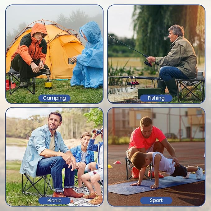 Padded Camping Stool, 18 Inch Oversized Camping Foot Rest, 500lb Camping Chairs Outdoor Footstool Portable Camping Ottoman for Camping Gardening Fishing w/Storage Net Carry Bag (2, Darkgreen)