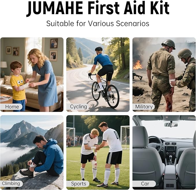 Survival First Aid Kit, MOLLE Medical Pouch Tactical First Aid Kit for Home, Car, Hiking, Travel, Camping, JungleGreen