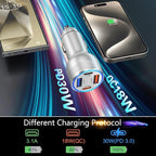 USB C Car Charger, Bangfun 3 Pack 65W 4 Ports 12V USB C Cigarette Lighter Adapter QC 3.0&PD 30W Super Fast Type C Car Phone Charger for iPhone 15/14/13/11/iPad Pro,Samsung,Android(Silver)