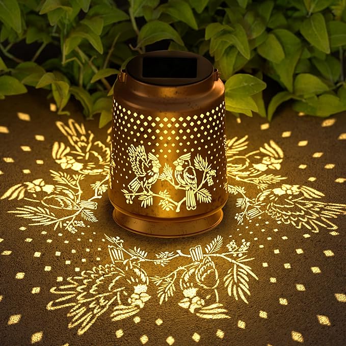 Cardinal Solar Lantern for Garden Outdoor Decor – Hanging Metal Light Decoration for Patio, Yard, Lawn, Pathway, Backyard – Birthday Gift for Mom, Women, Grandma