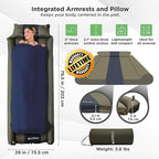 IFORREST Camping Pad with Armrest & Pillow - Self-InflatingAir Mattress, Rollover Protection, Ultra-Comfortable Mat, Lightweight for Tent, Cot, Backpacking(L/XL)