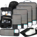 BAGAIL 4 Set/6 Set/8 Set Compression Packing Cubes Travel Accessories Expandable Packing Organizers (Half Mesh, 8-Jet Black)