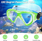Kids Swim Goggles Snorkel Diving Mask for Boys Girls Ages 5-15, Two-Color Anti-Fog Swimming Goggles with Nose Cover