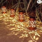 4 Pack Dragonfly Birthday Gifts for Women Mom Grandma Solar Lanterns Outdoor Waterproof Garden Decor Metal Hanging LED Decorative Light for Patio Yard Lawn Backyard Front Porch Gardening Gifts